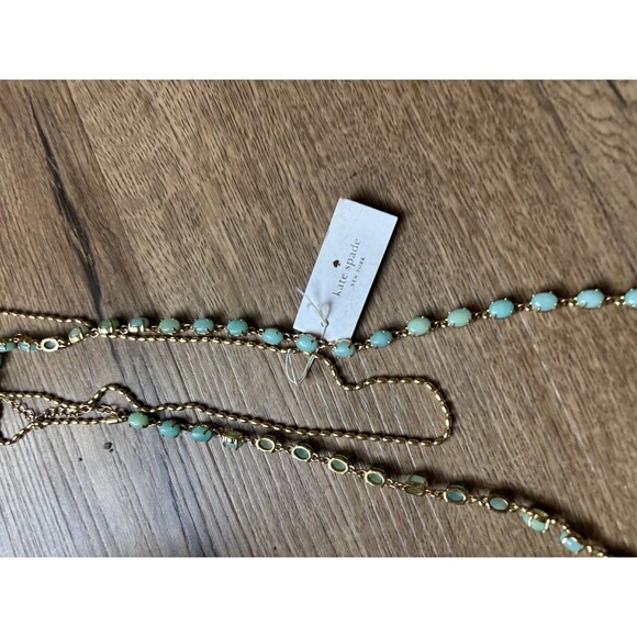 Kate Spade New York Turquoise stones layered Necklace Gold Tone NWT - Picture 1 of 3